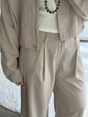 Pantalon Lisa Striped | Beige