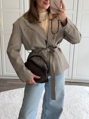 Chequered Blazer Chrissy | Beige | PRE-ORDER