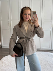 Chequered Blazer Chrissy | Beige | PRE-ORDER