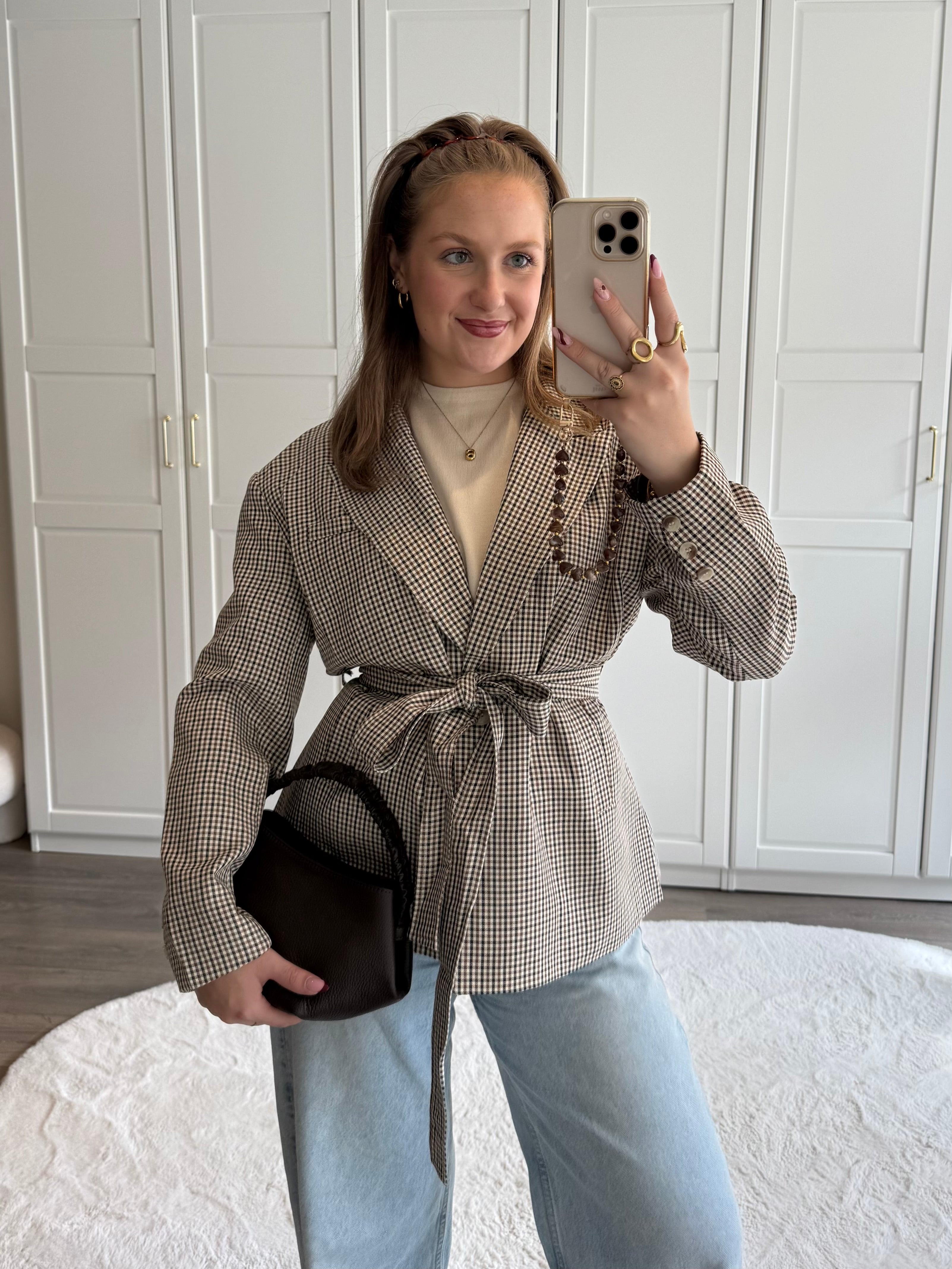 Chequered Blazer Chrissy | Beige | PRE-ORDER