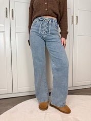 Wide Leg Lace Jeans 3367 | Blauw