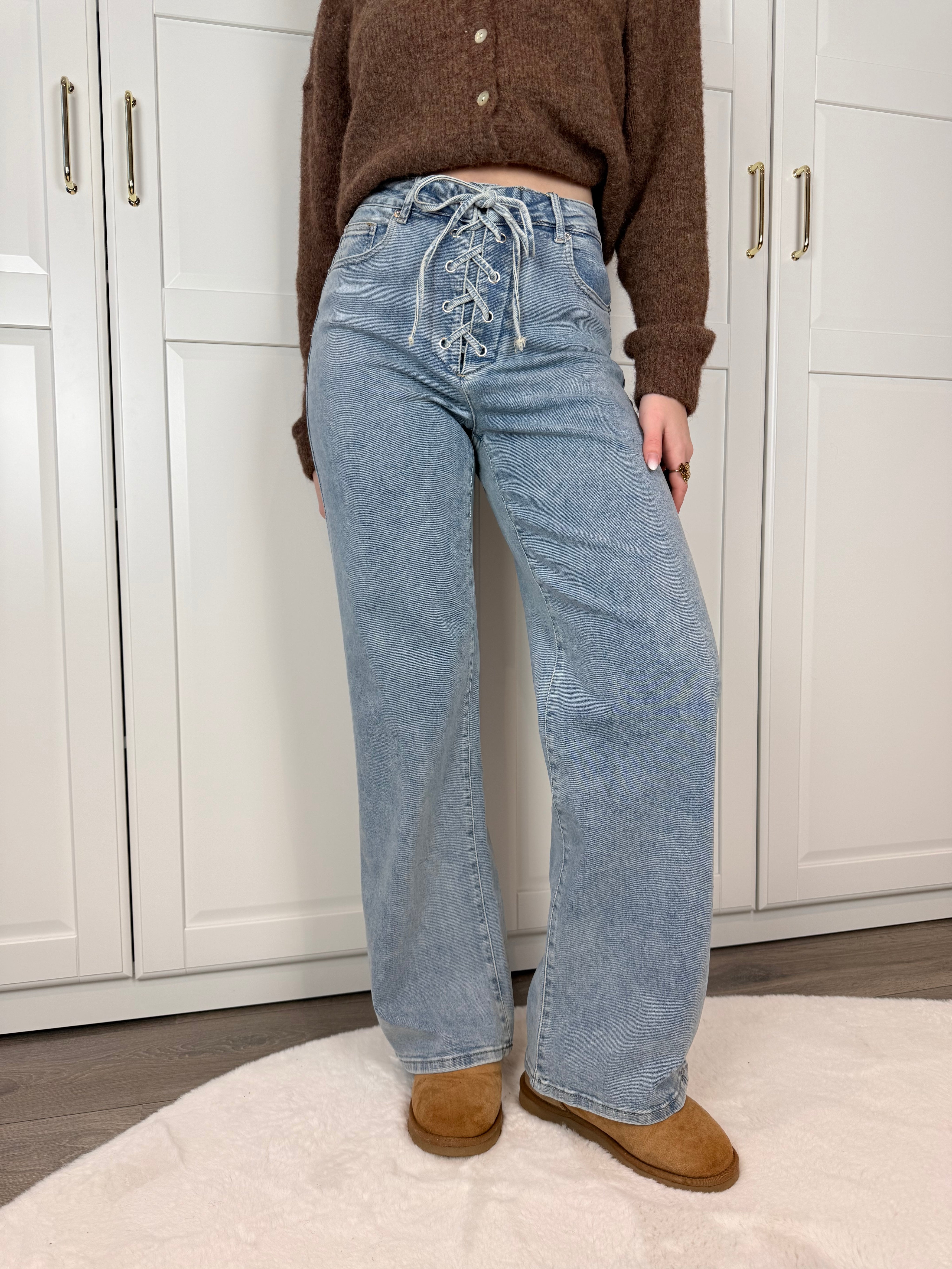 Wide Leg Lace Jeans 3367 | Blauw