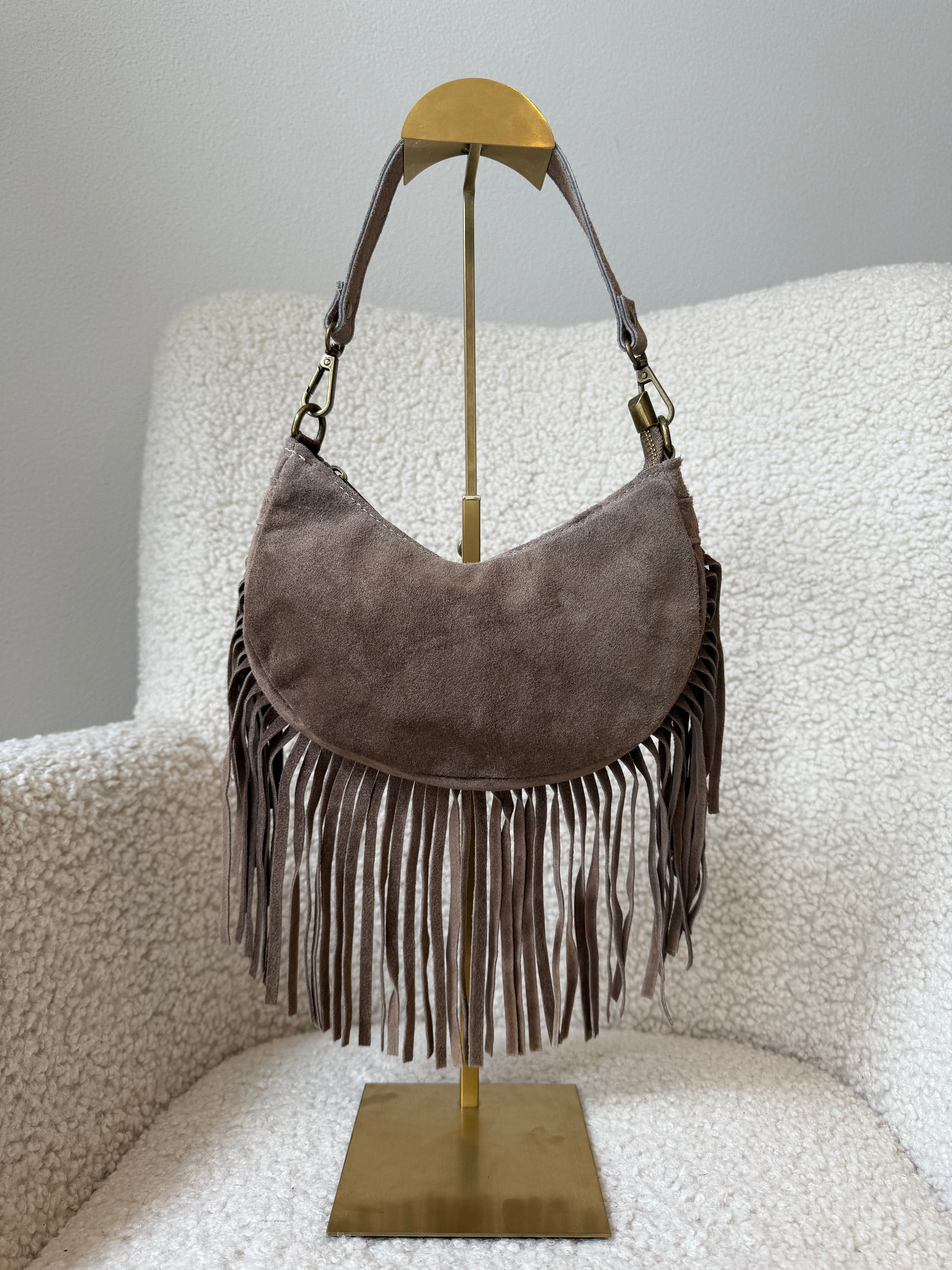Suede Tas Louise | Taupe