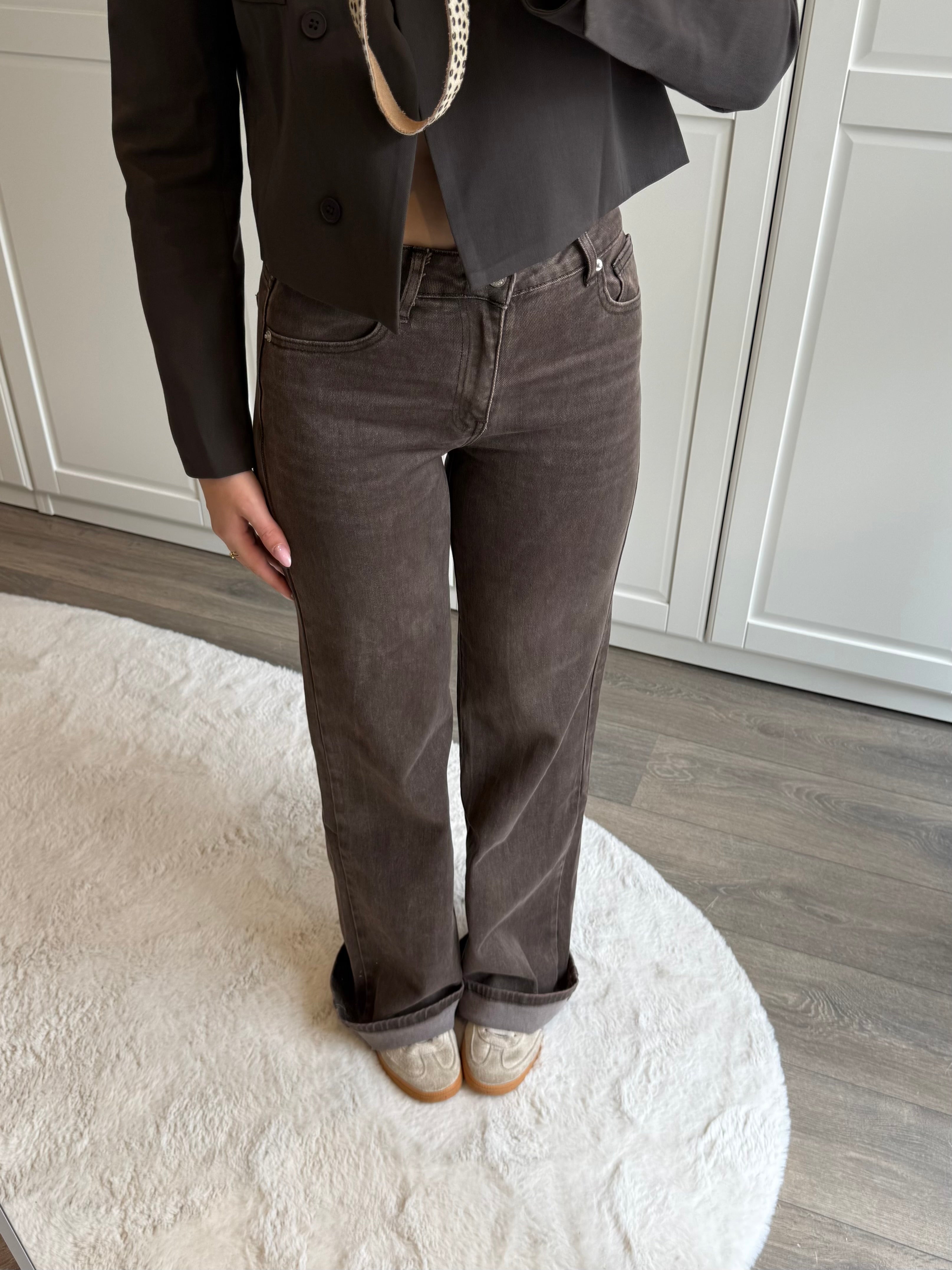 Tall Wide Leg Jeans 7437 | Washed Brown | PRE-ORDER