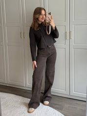 Tall Wide Leg Jeans 7437 | Washed Brown | PRE-ORDER