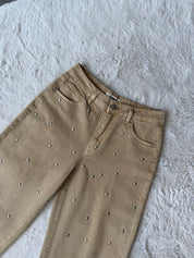 Wide Leg Stud Jeans 9189 | Camel
