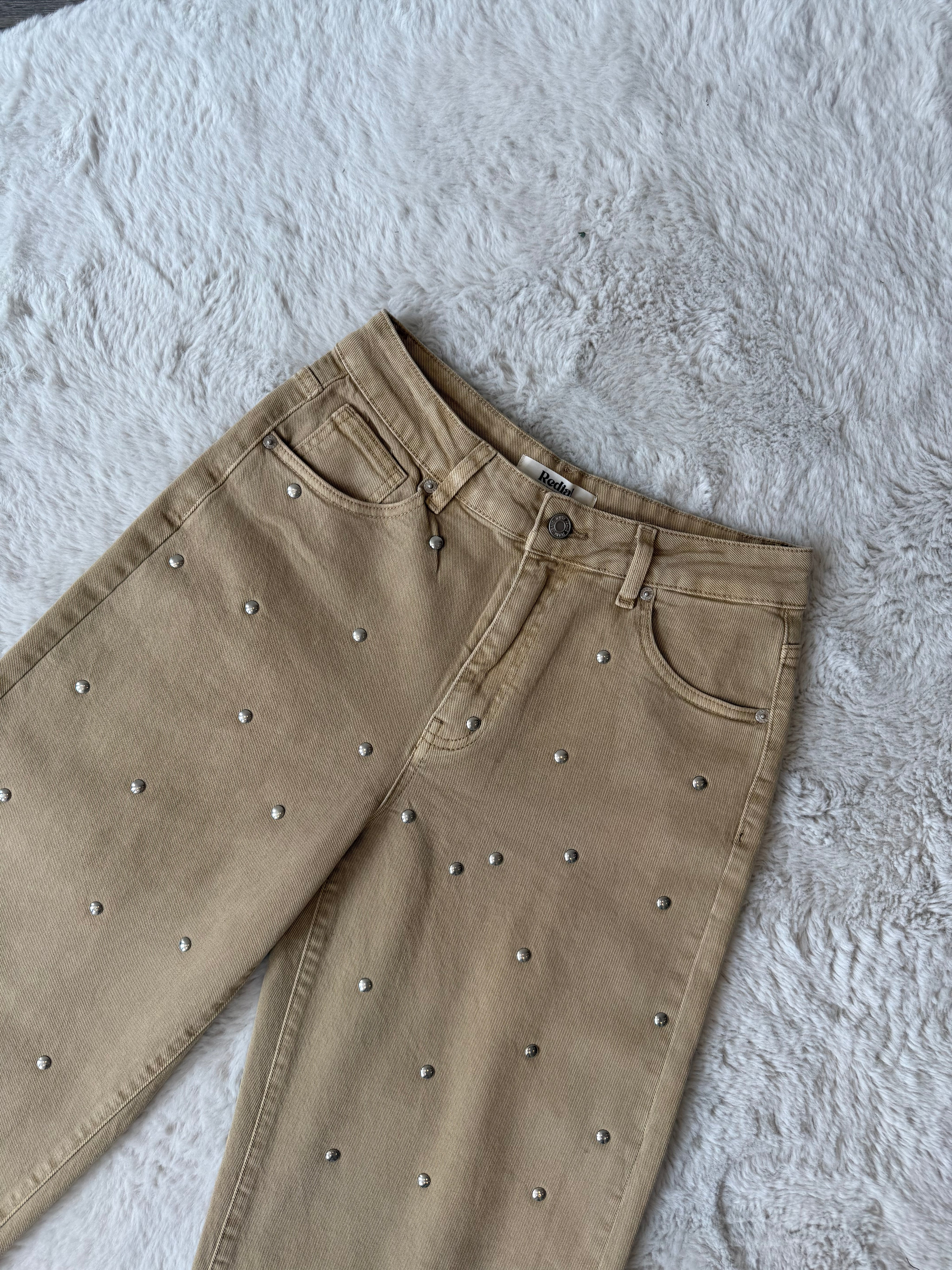 Wide Leg Stud Jeans 9189 | Camel