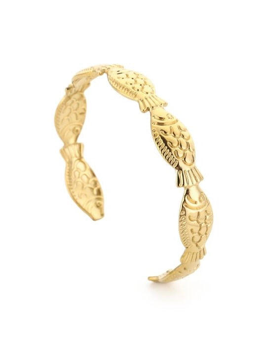 Fish Bangle Armband | Goud
