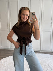 Satin Top Anna | Bruin