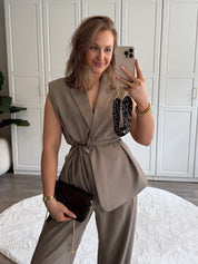 Tailored Gilet Tess | Taupe | PRE-ORDER