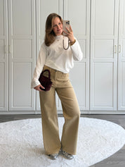 Wide Leg Stud Jeans 9189 | Camel