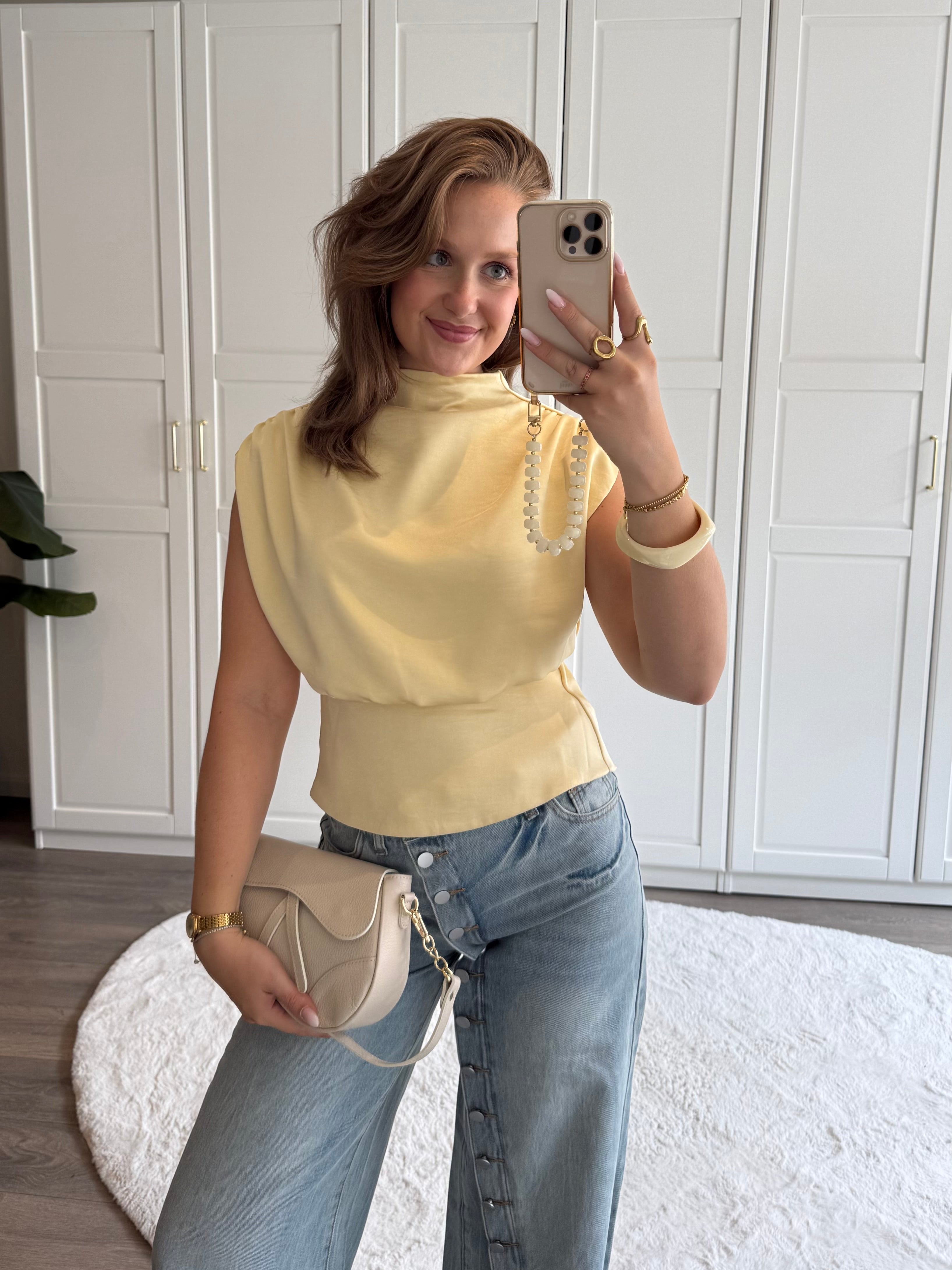 Satin Top Lola | Geel