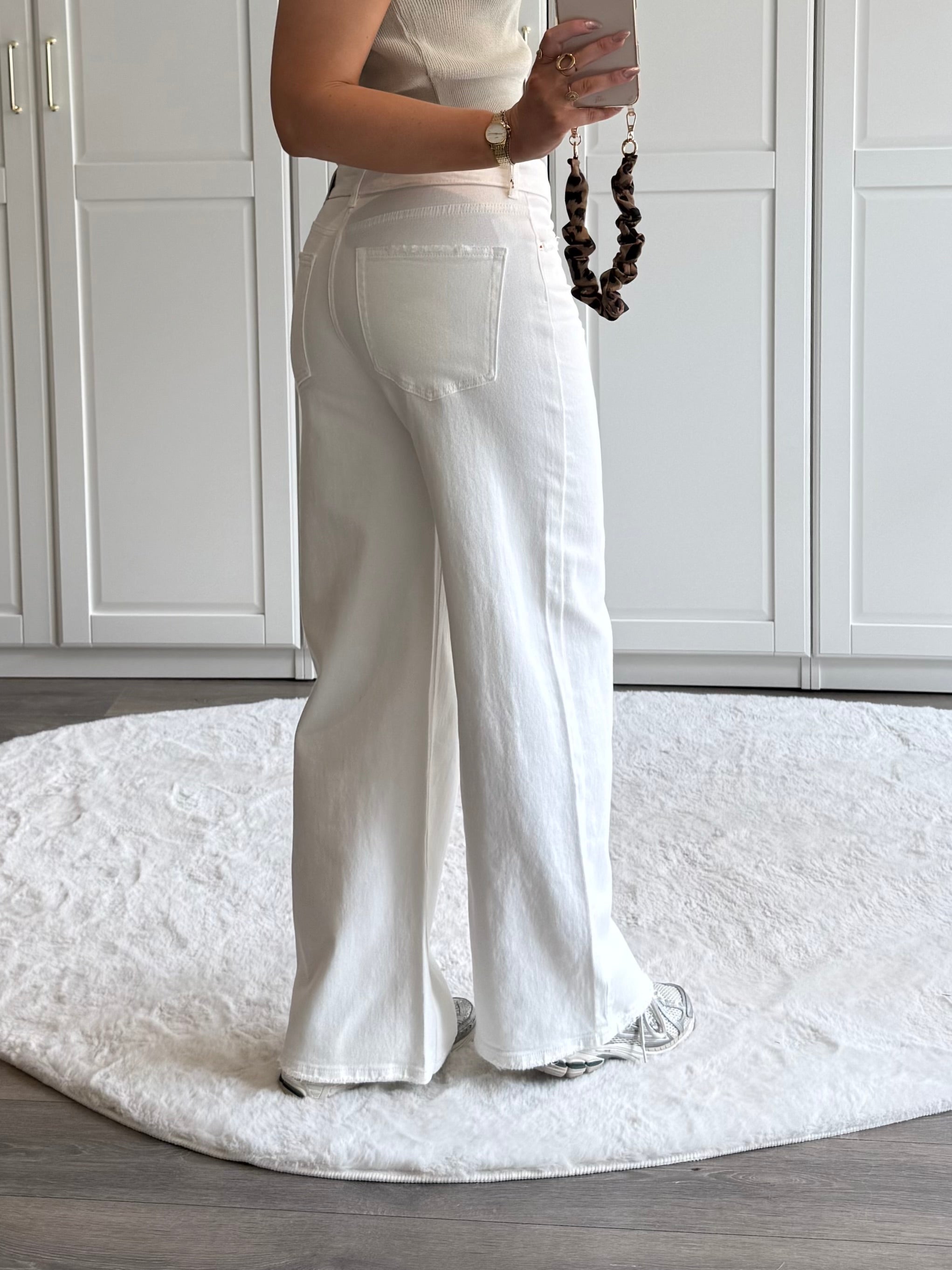 Folded Wide Leg Jeans 3957 | Wit