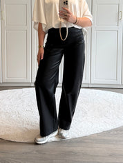 Leather Barrel Pants Saar | Zwart