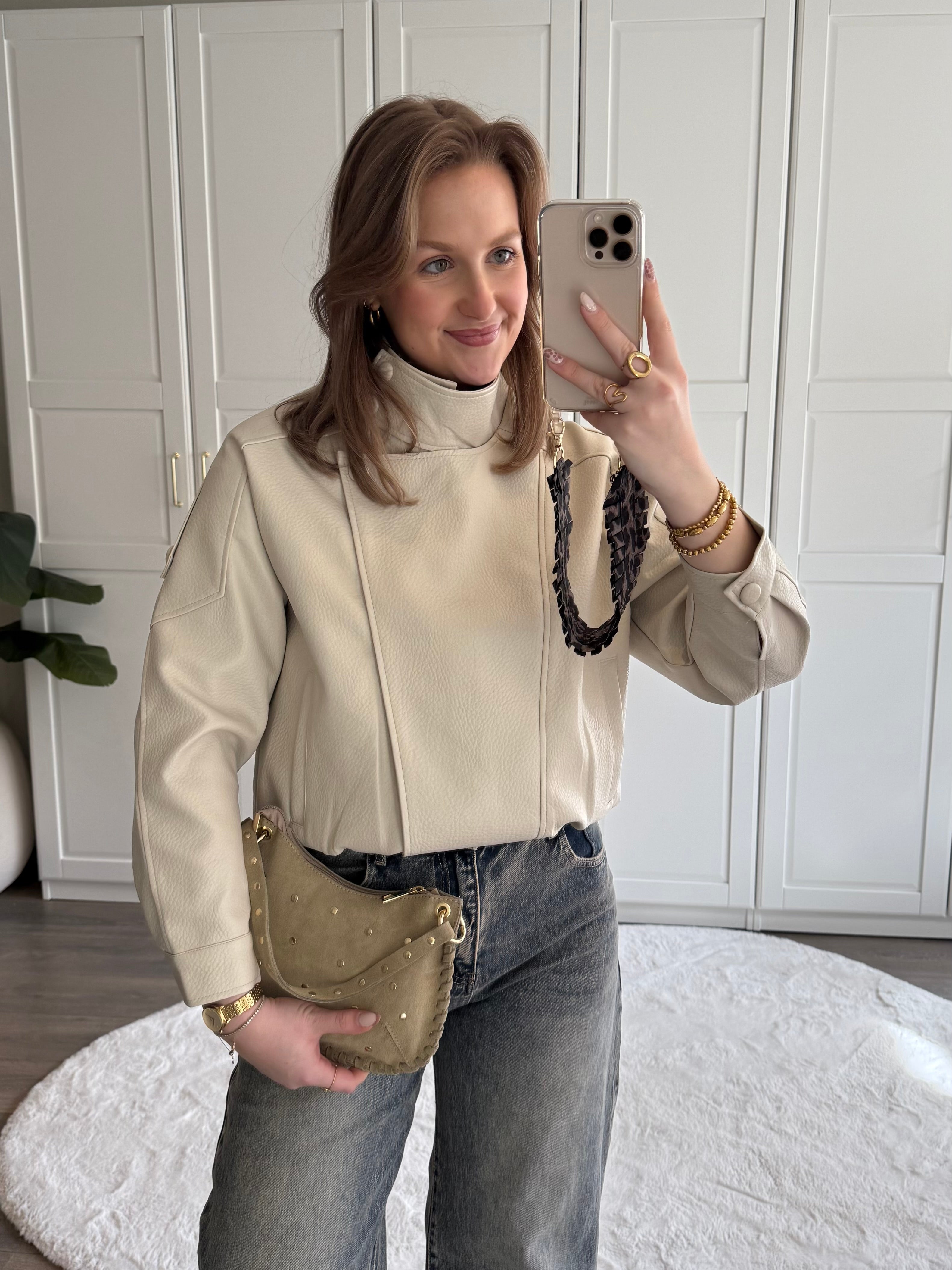 Leather Look Jas Esmee | Ecru