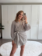 Jurk Sara Striped | Taupe