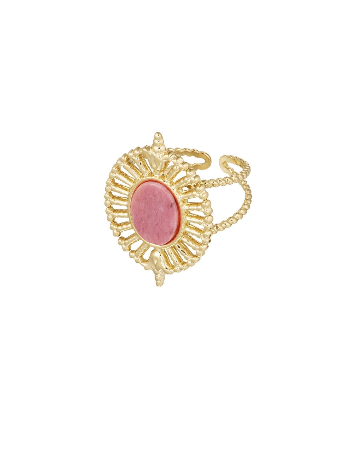 Pink Stone Ring | Goud