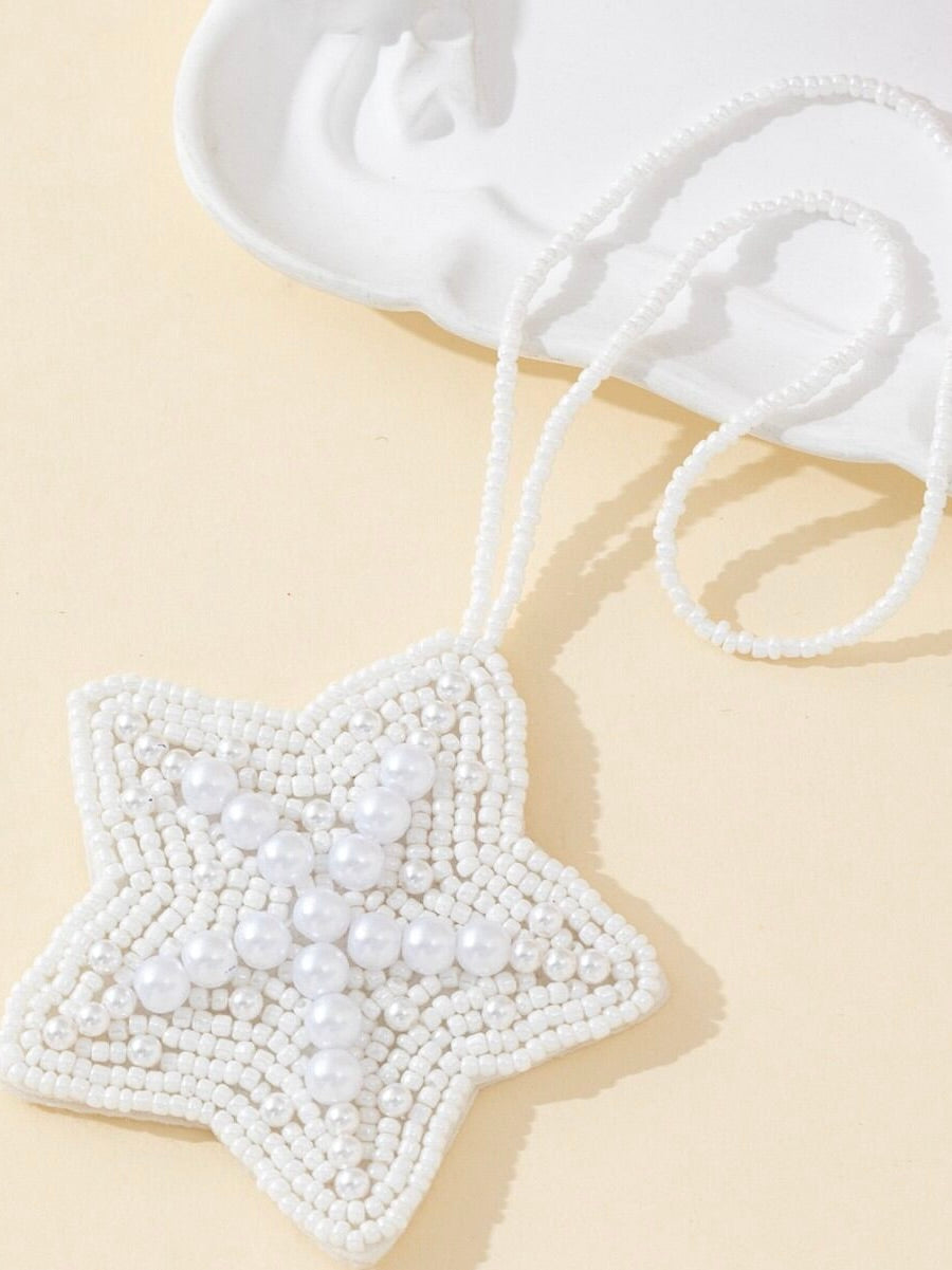 Hanger Beaded Star | Wit
