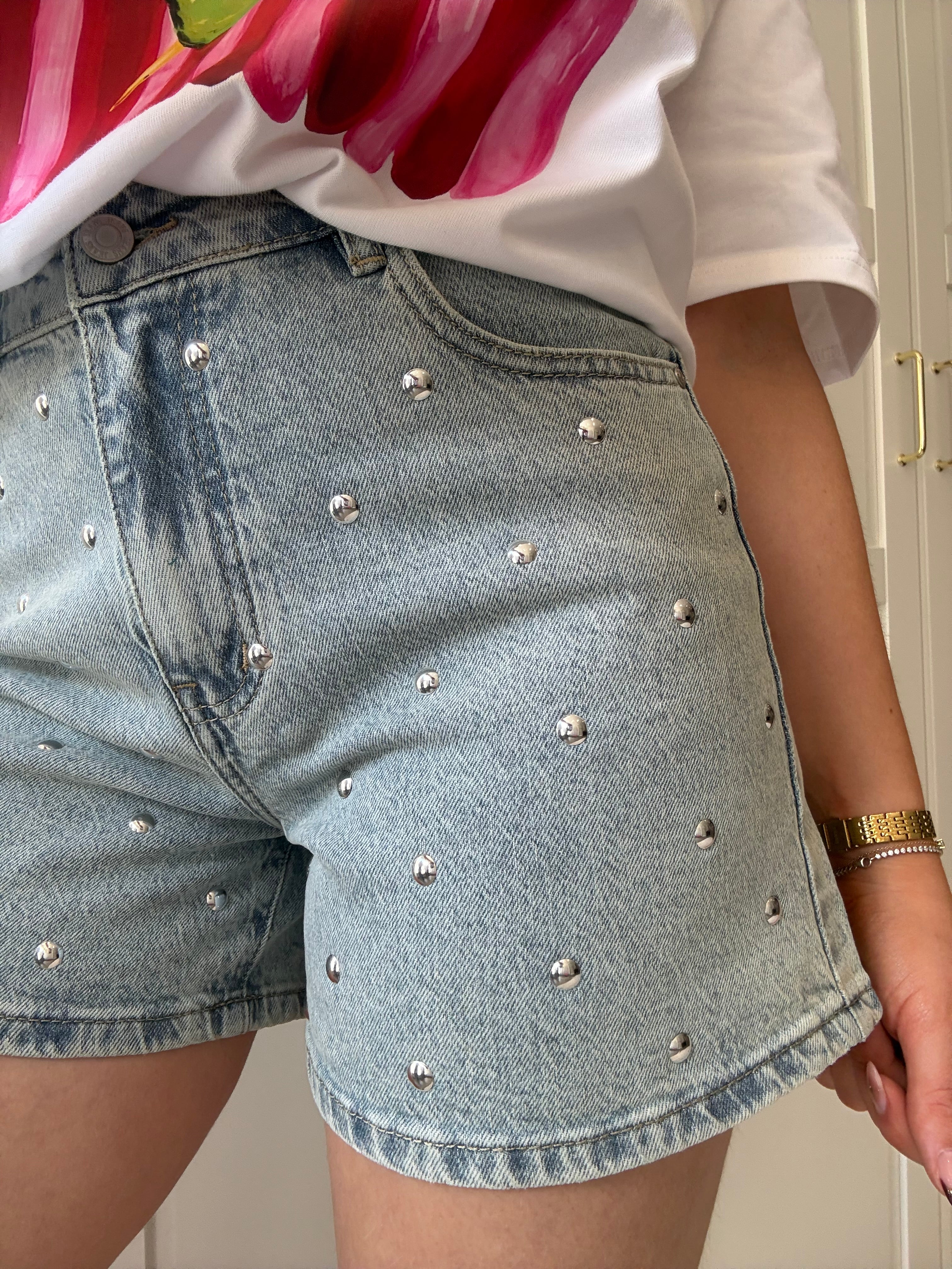 Denim Studs Short 9178 | Blauw