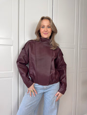 Leather Look Jacket Chrissy | Bordeaux