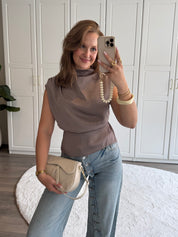Satin Top Lola | Taupe