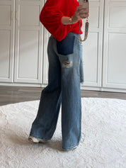 Ripped Wide Leg Jeans 5000 | Blauw
