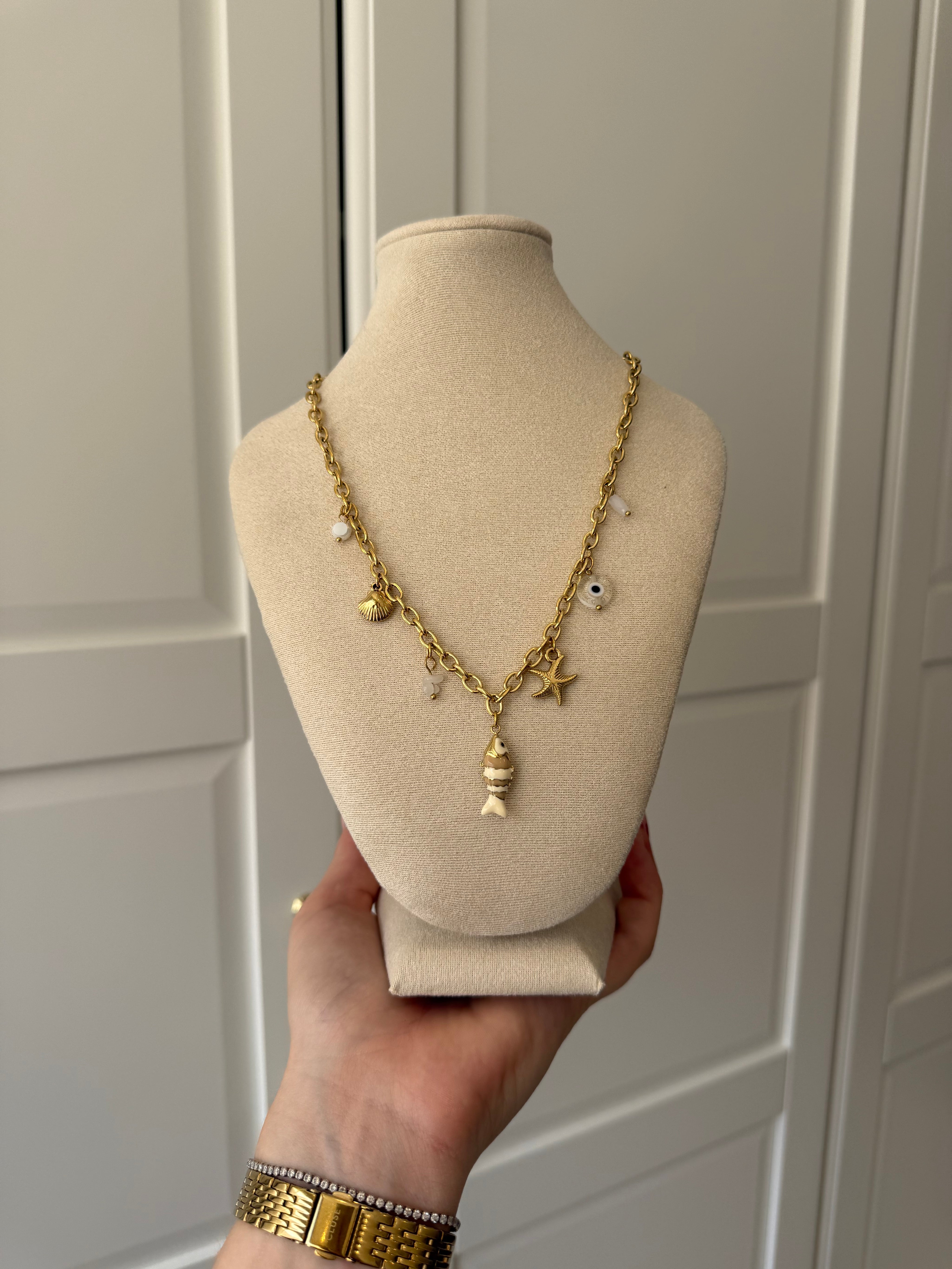 Fish Charm Ketting | Goud