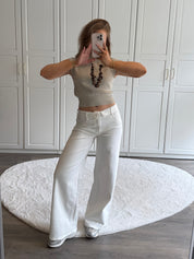 Folded Wide Leg Jeans 3957 | Wit