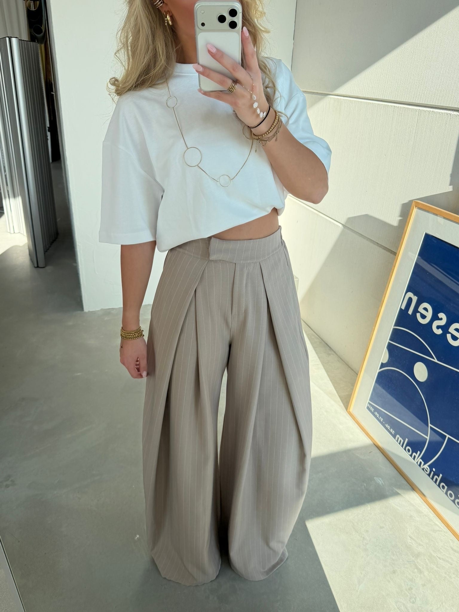 Pantalon Monica Striped | Taupe