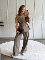 Tailored Gilet Tess | Taupe | PRE-ORDER