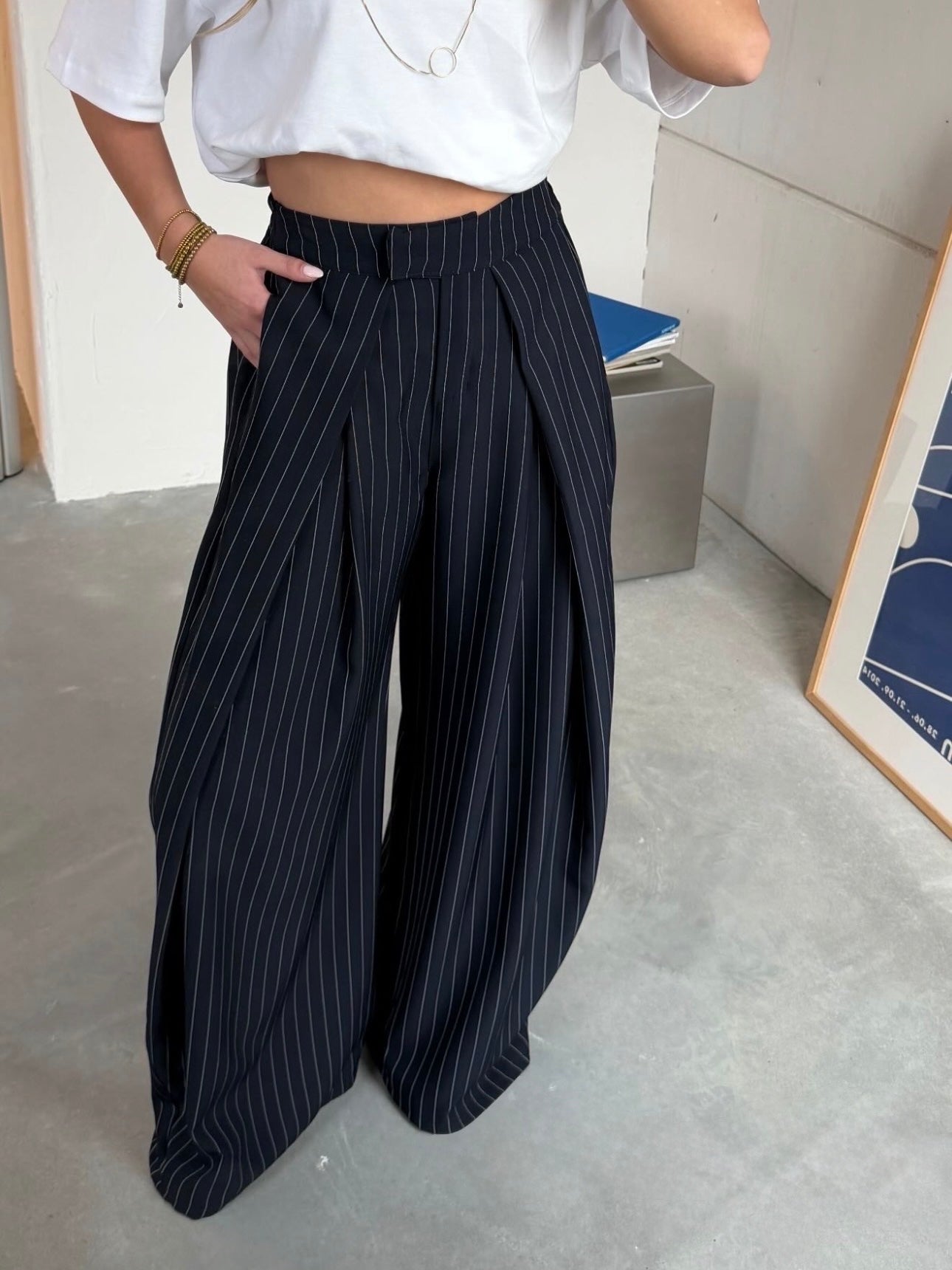 Pantalon Monica Striped | Navy