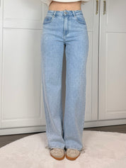 Wide Leg Jeans Studs 3368 | Blauw