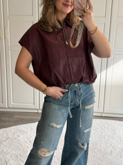 Gilet Alies Leather | Bordeaux