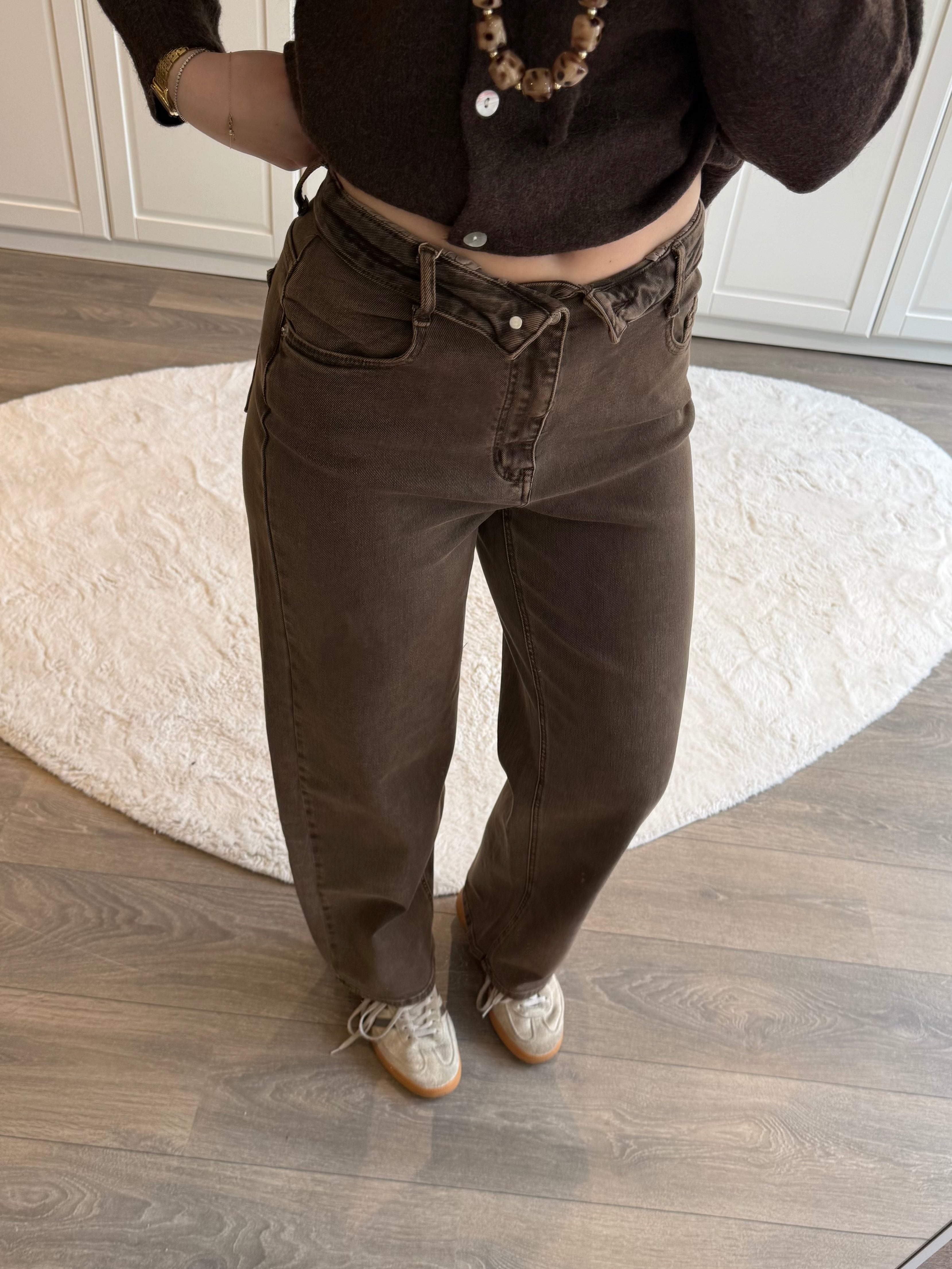 Folded Barrel Jeans 3530 | Washed Brown