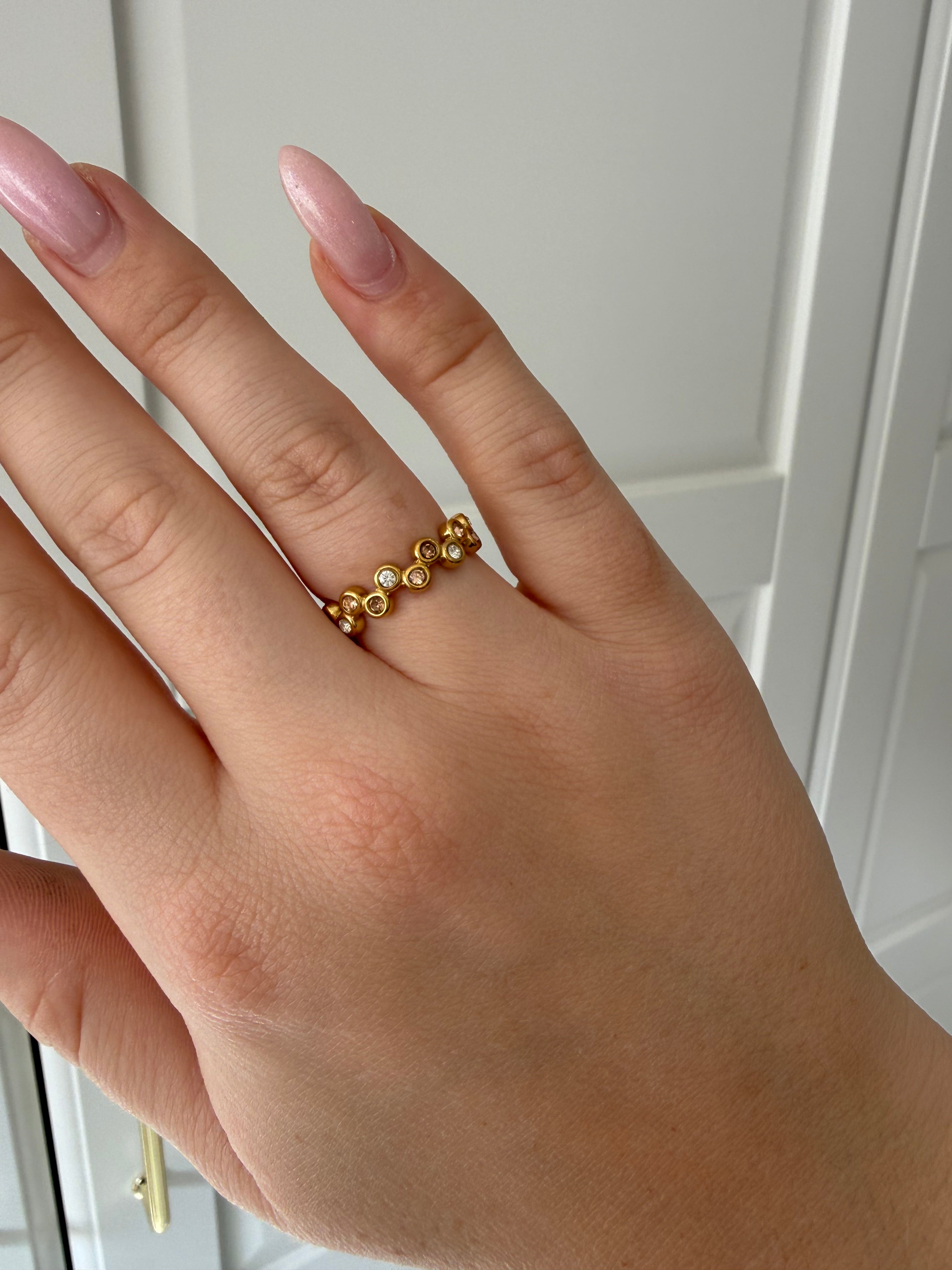 Wave Strass Ring | Beige