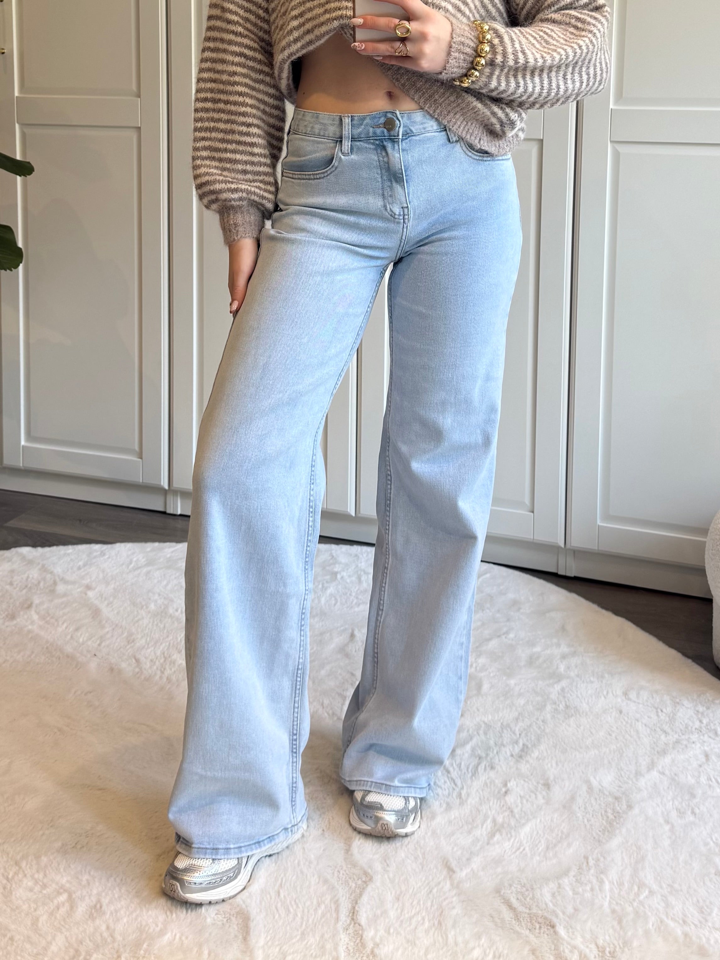 Mid Waist Tall Wide Leg Jeans 3066 | Blauw