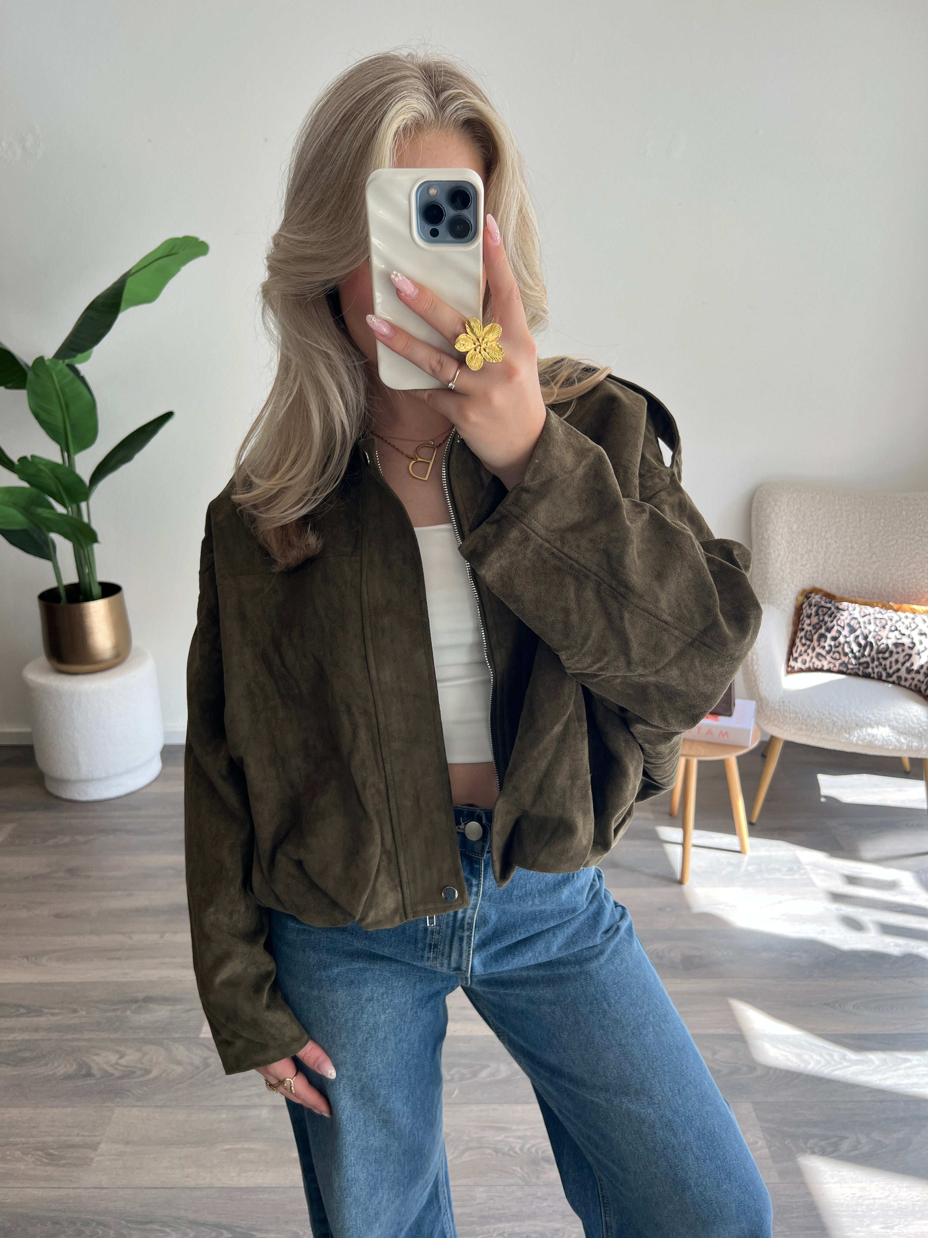 Suede Bomberjas Annabel | Army
