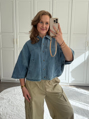 Denim Cape Blouse Lou | Blauw