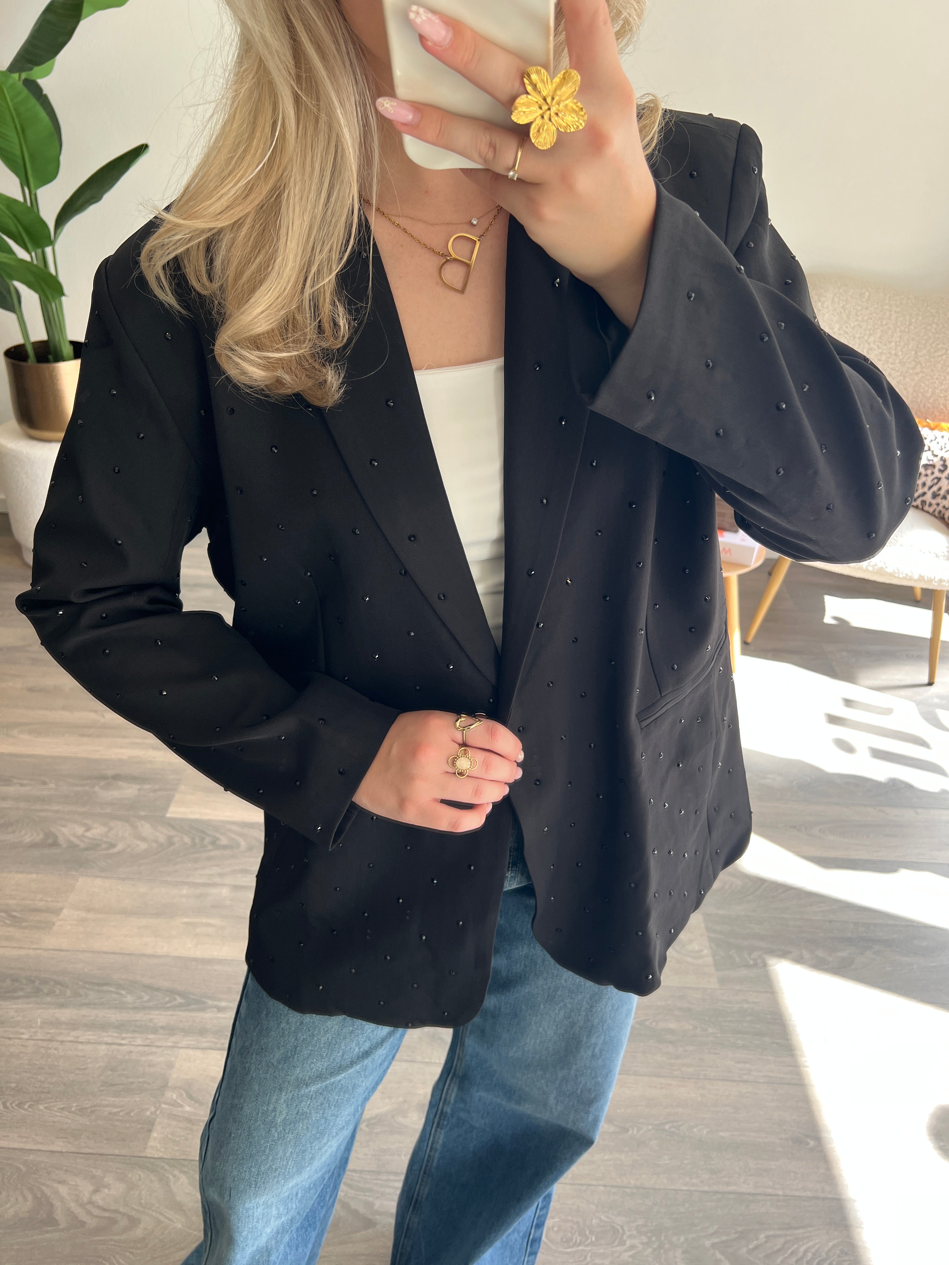 Strass Blazer Amy | Zwart