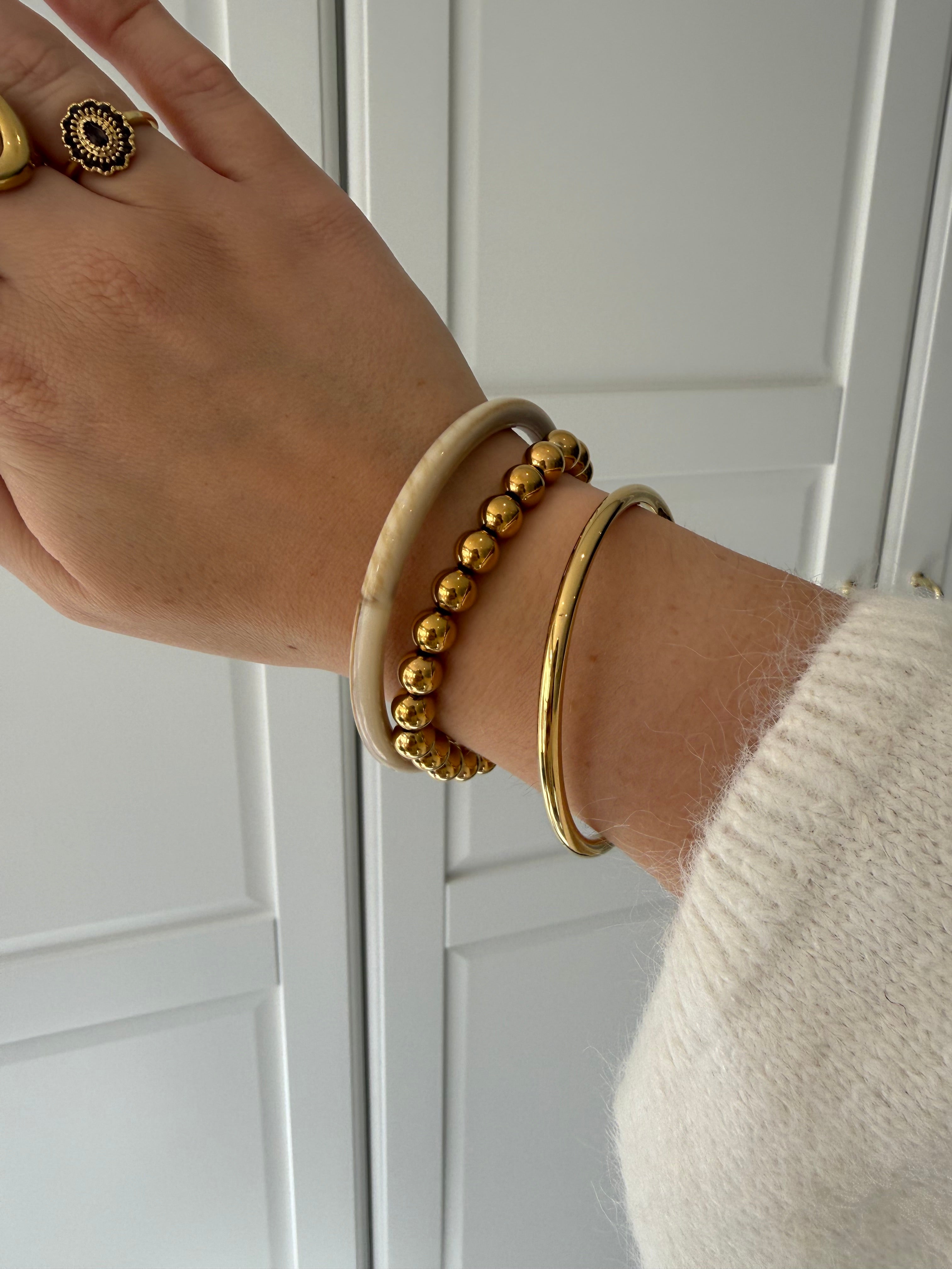 Thin Bangle Armbanden Set | Creme