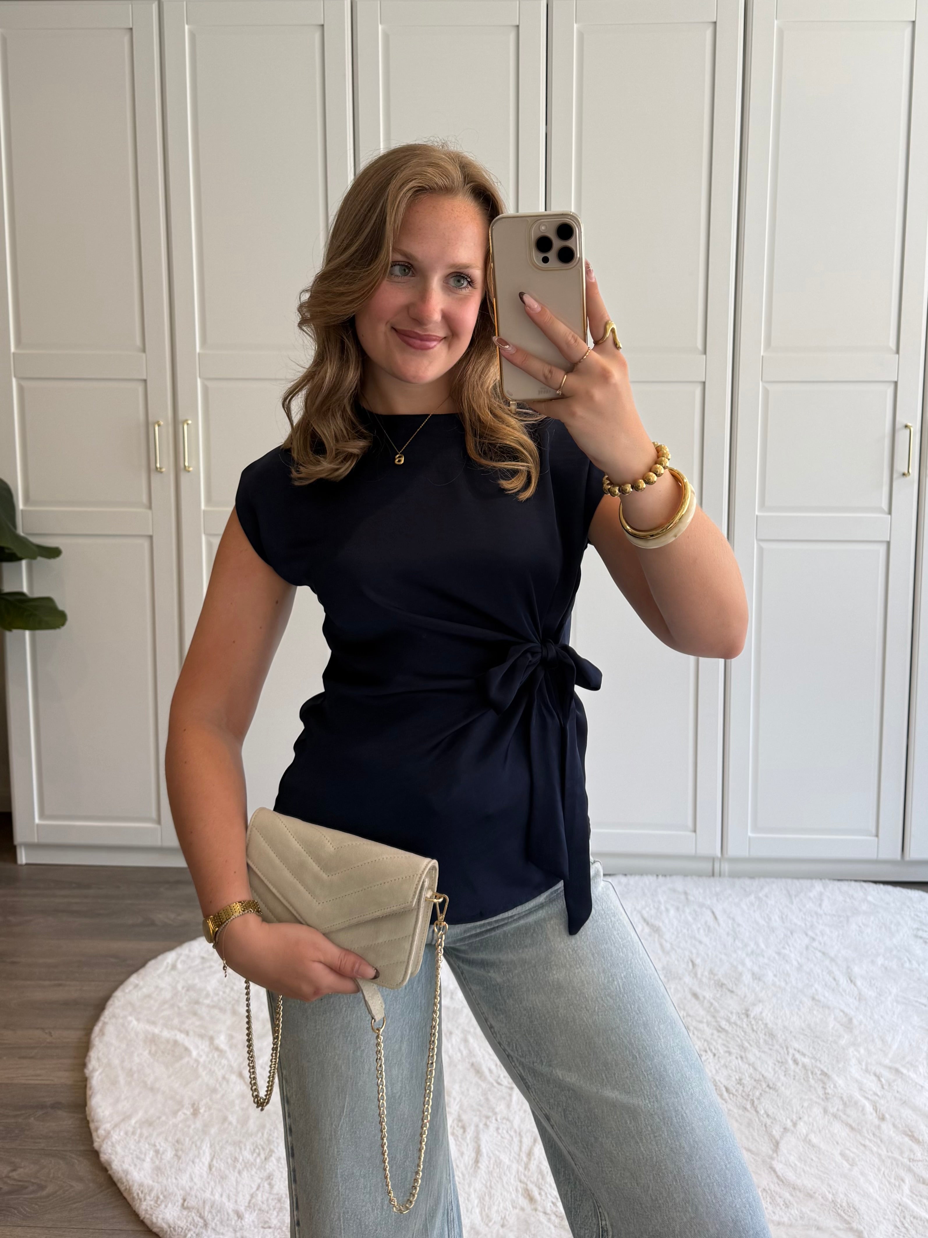Satin Top Britt | Navy