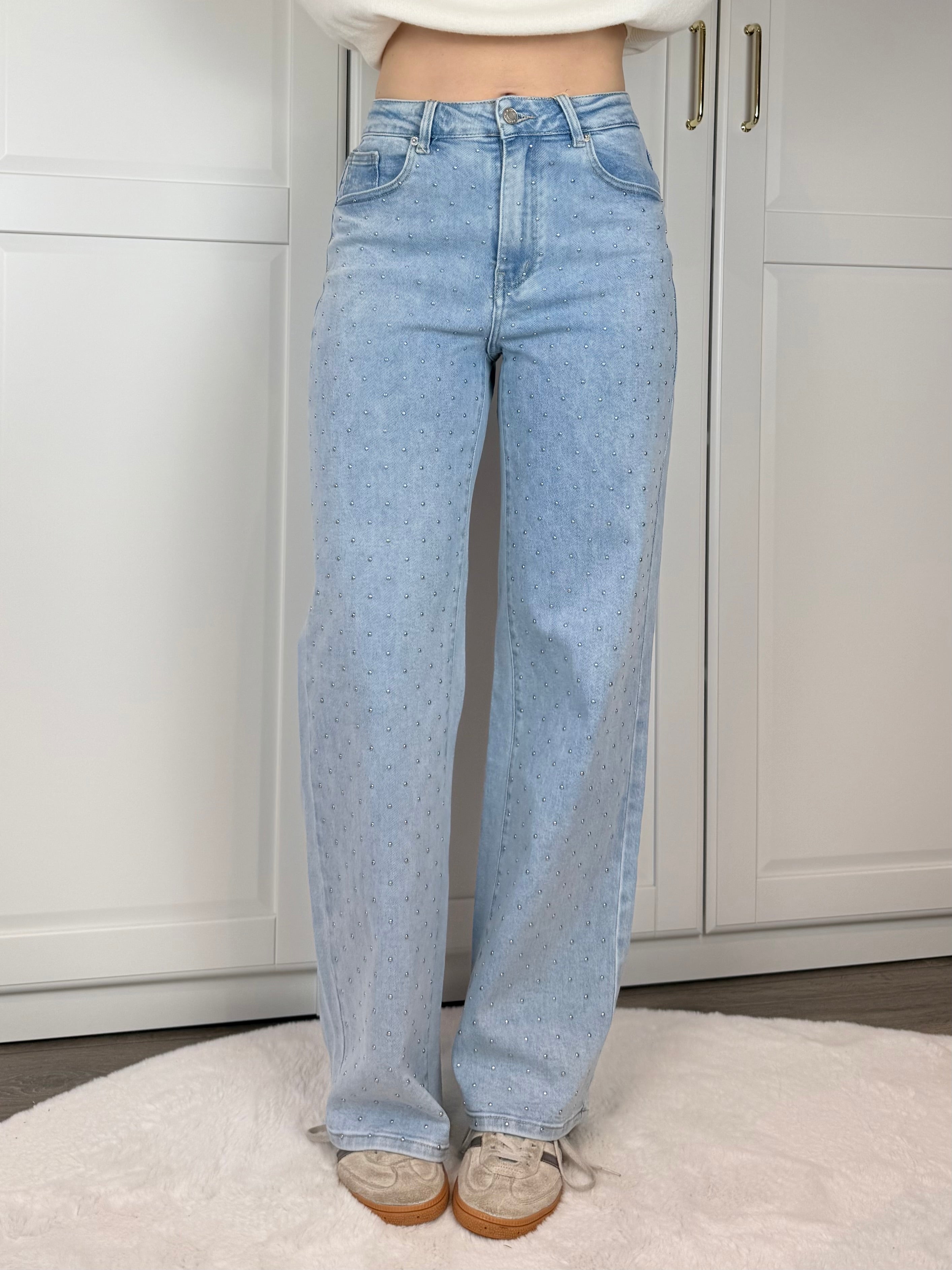 Wide Leg Jeans Studs 3368 | Blauw