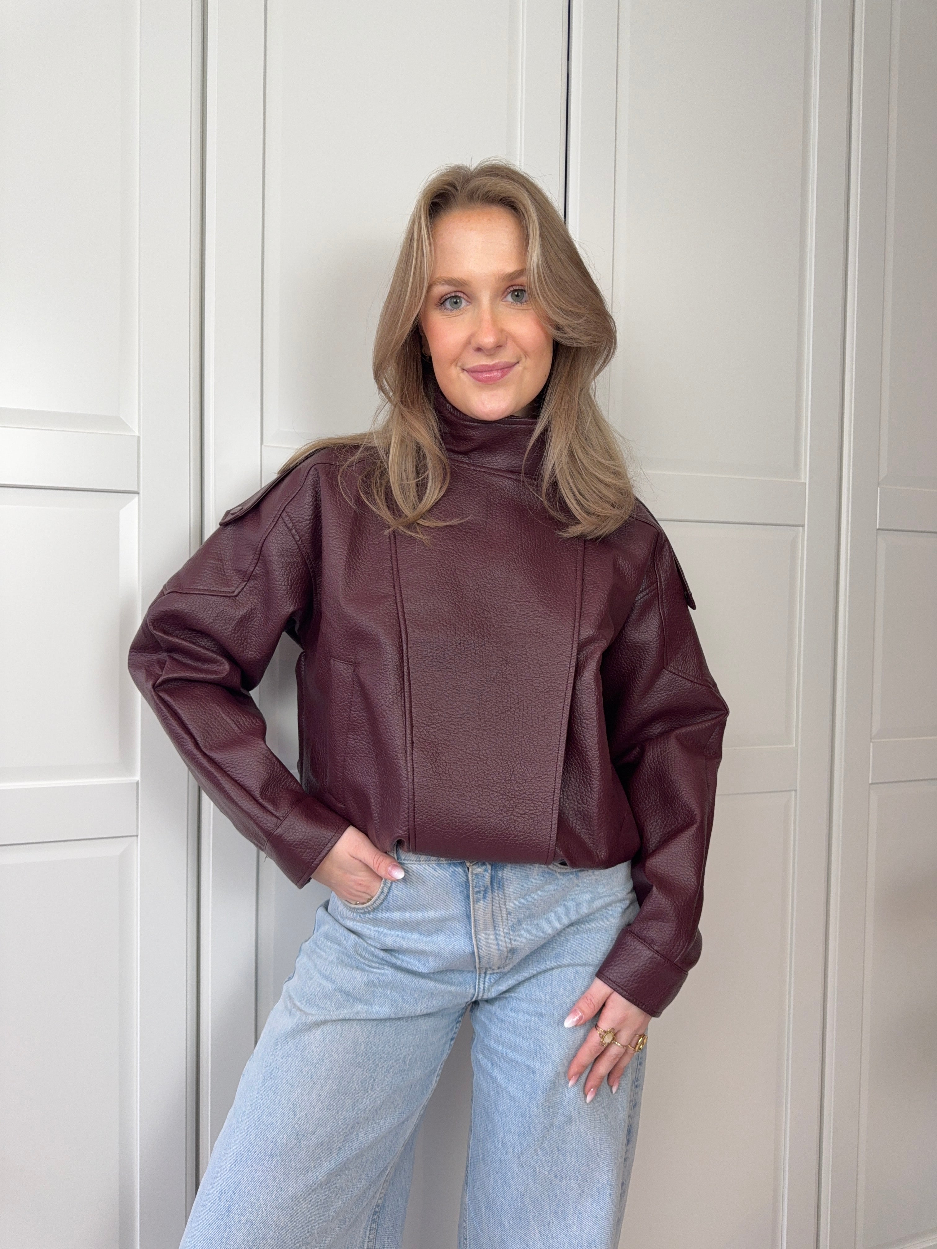 Leather Look Jacket Chrissy | Bordeaux