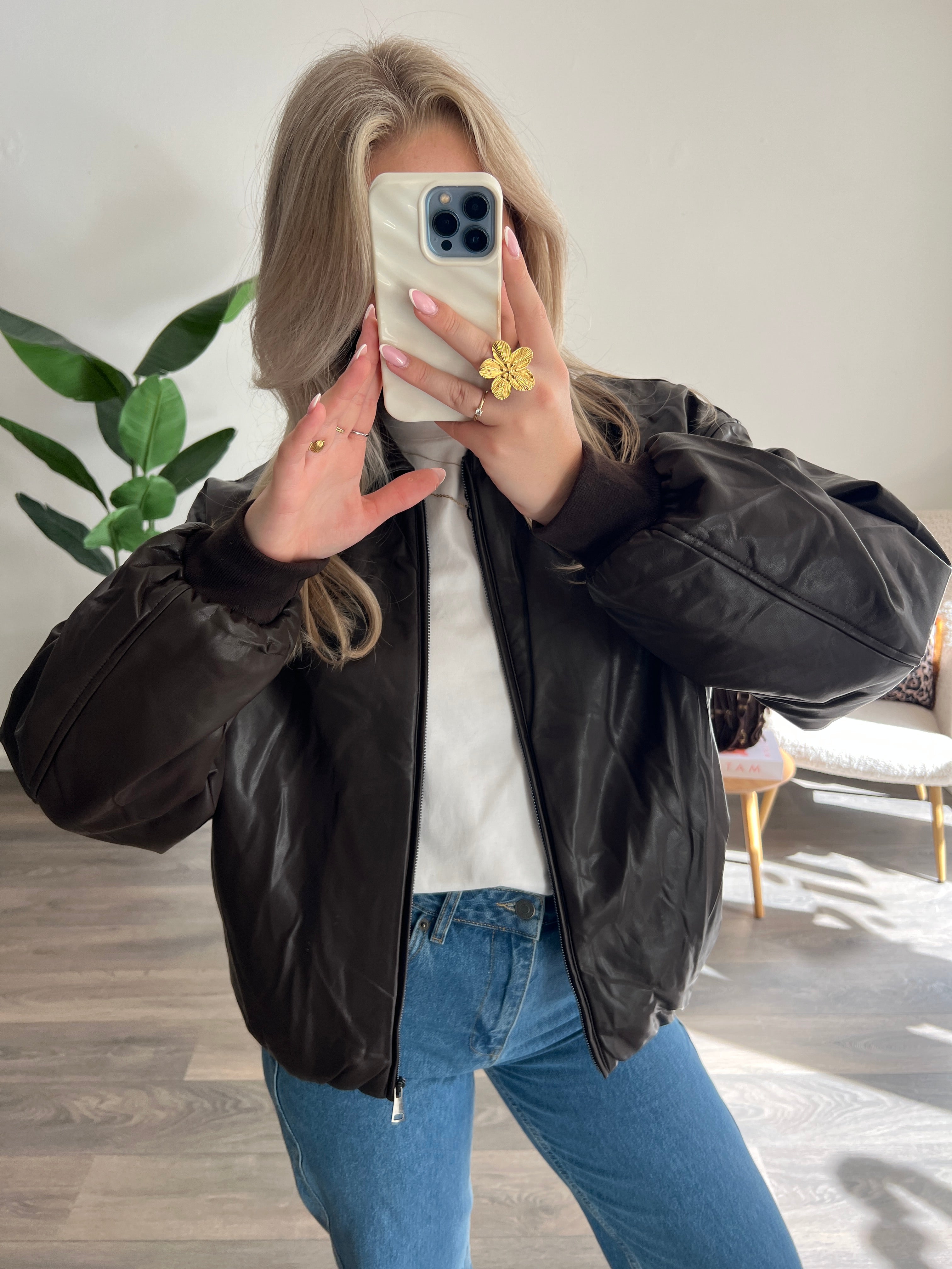 Leather Look Bomberjas | Choco