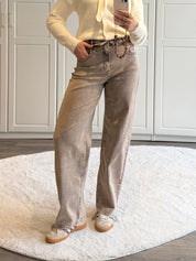 Folded Barrel Jeans 3530 | Dirty Beige