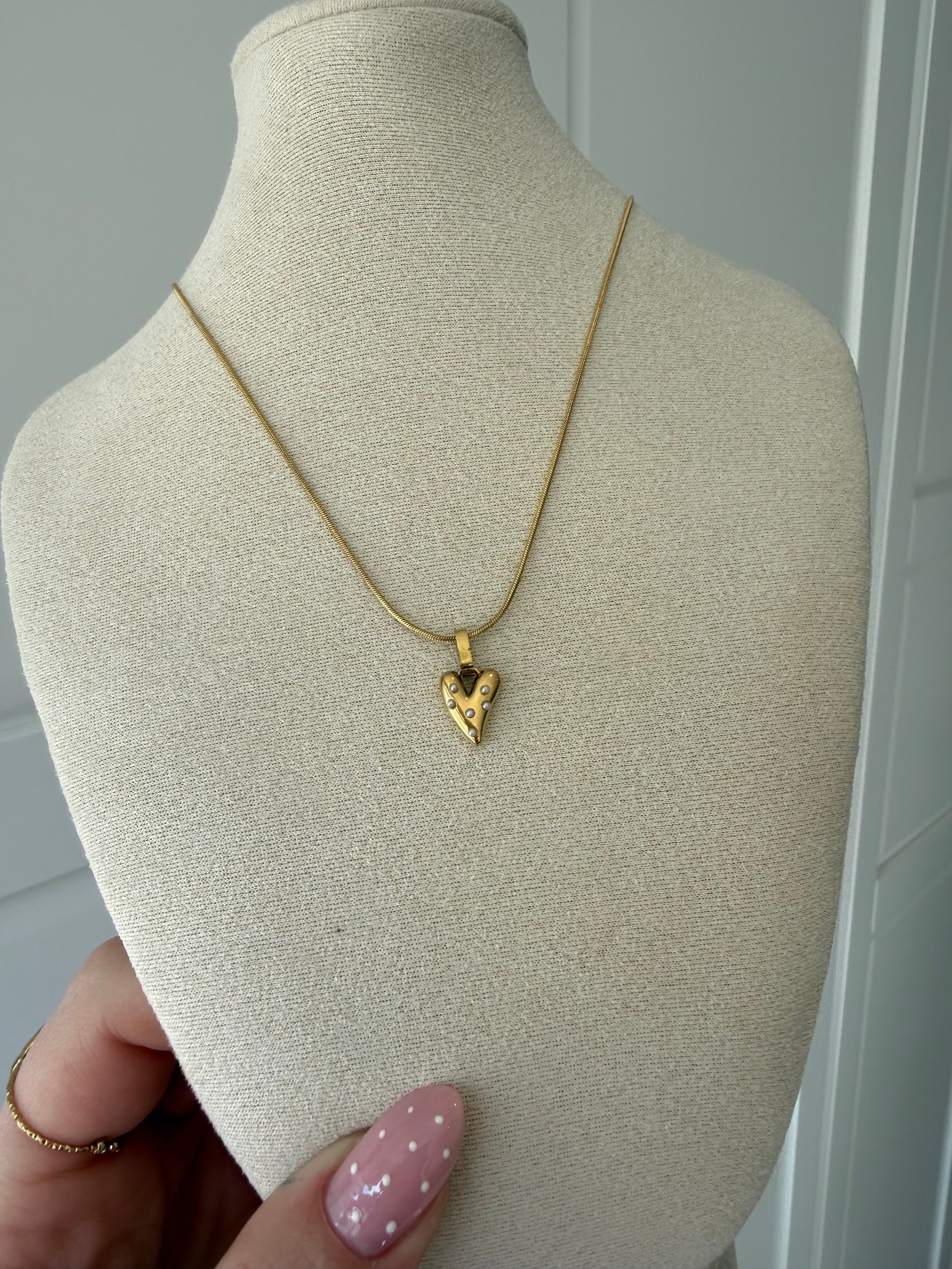 Mini Pearl Heart Ketting
