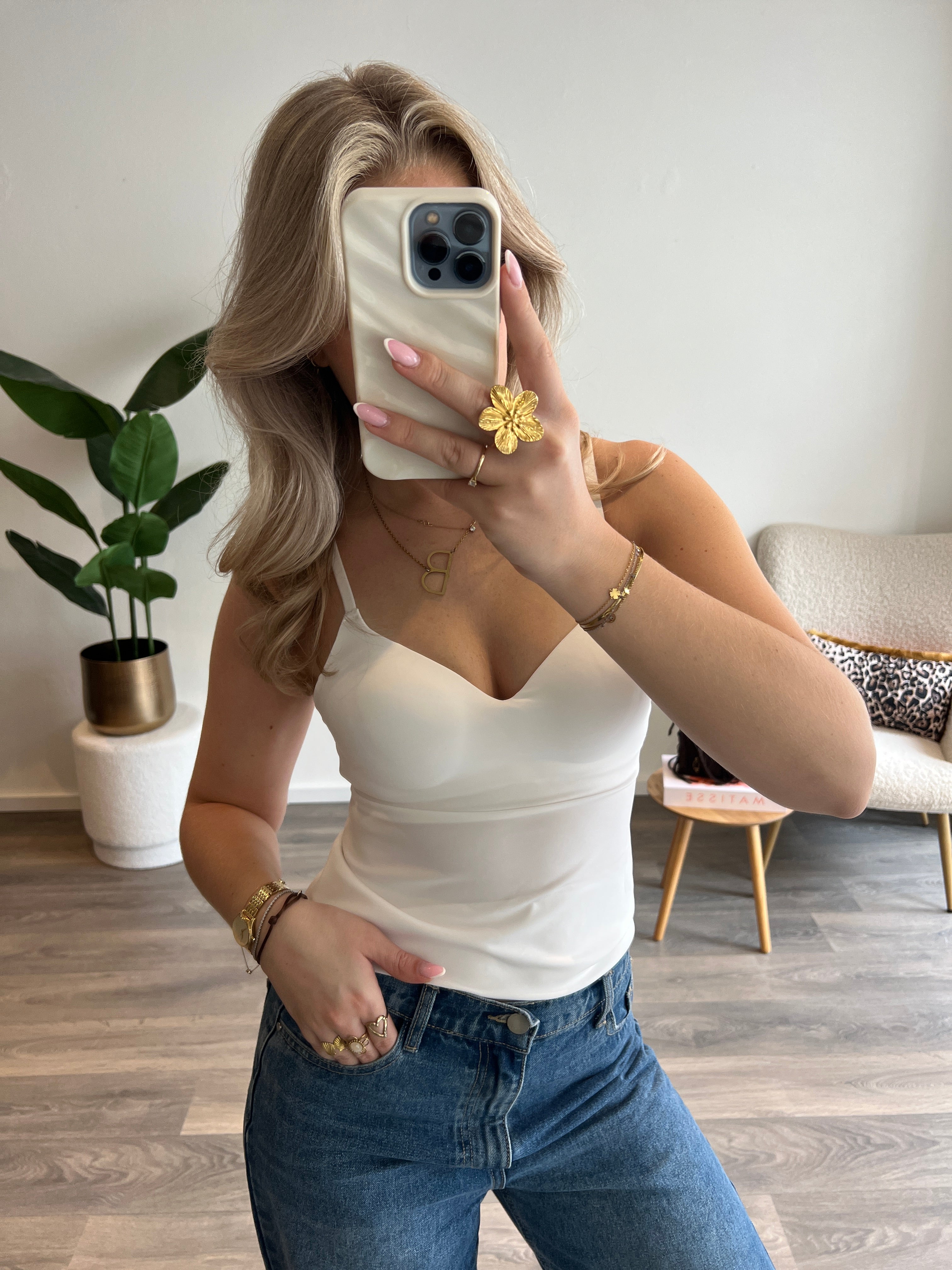 Padded Top Romy | Wit