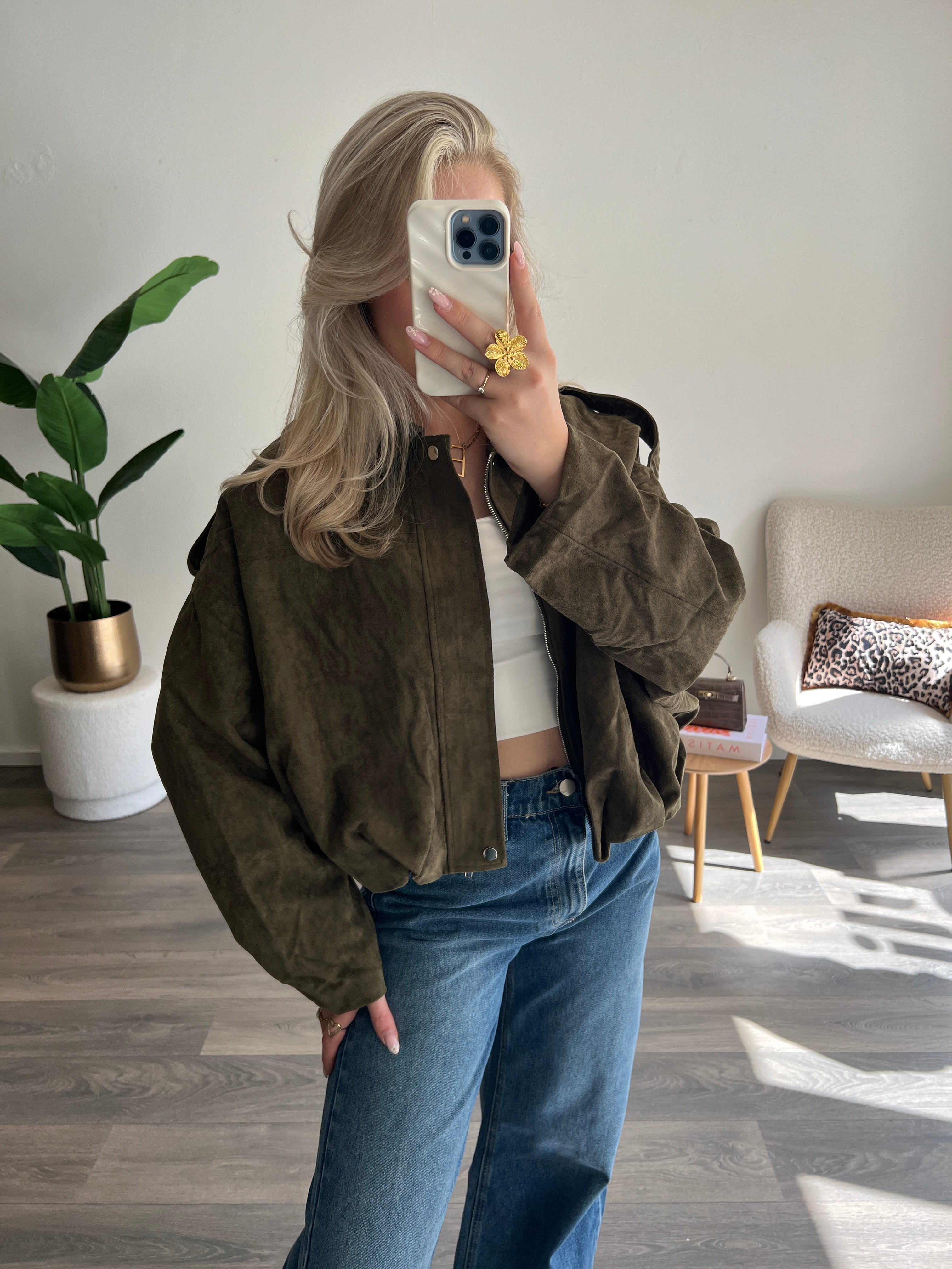 Suede Bomberjas Annabel | Army