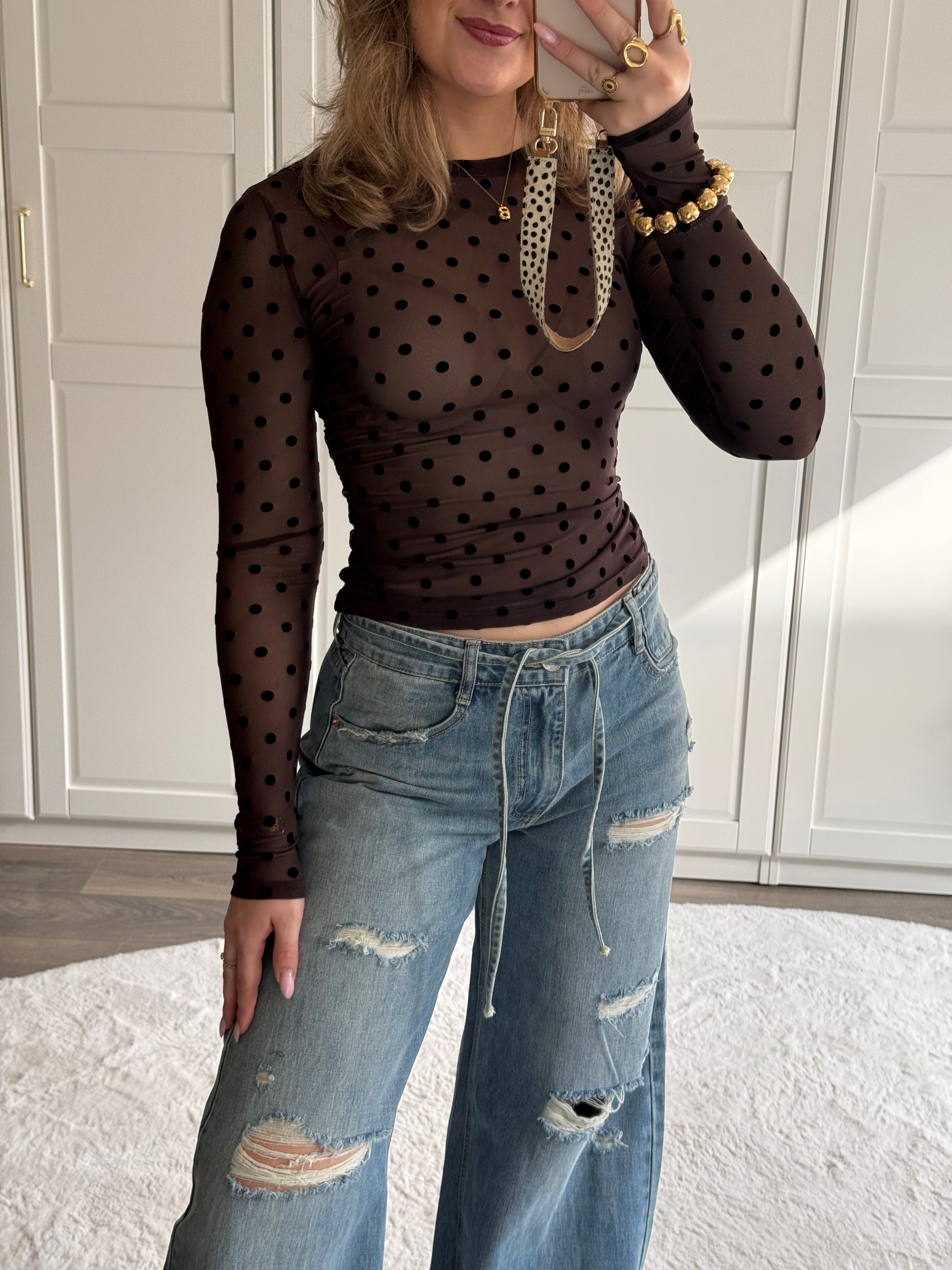 Mesh Top Polkadot | Bruin