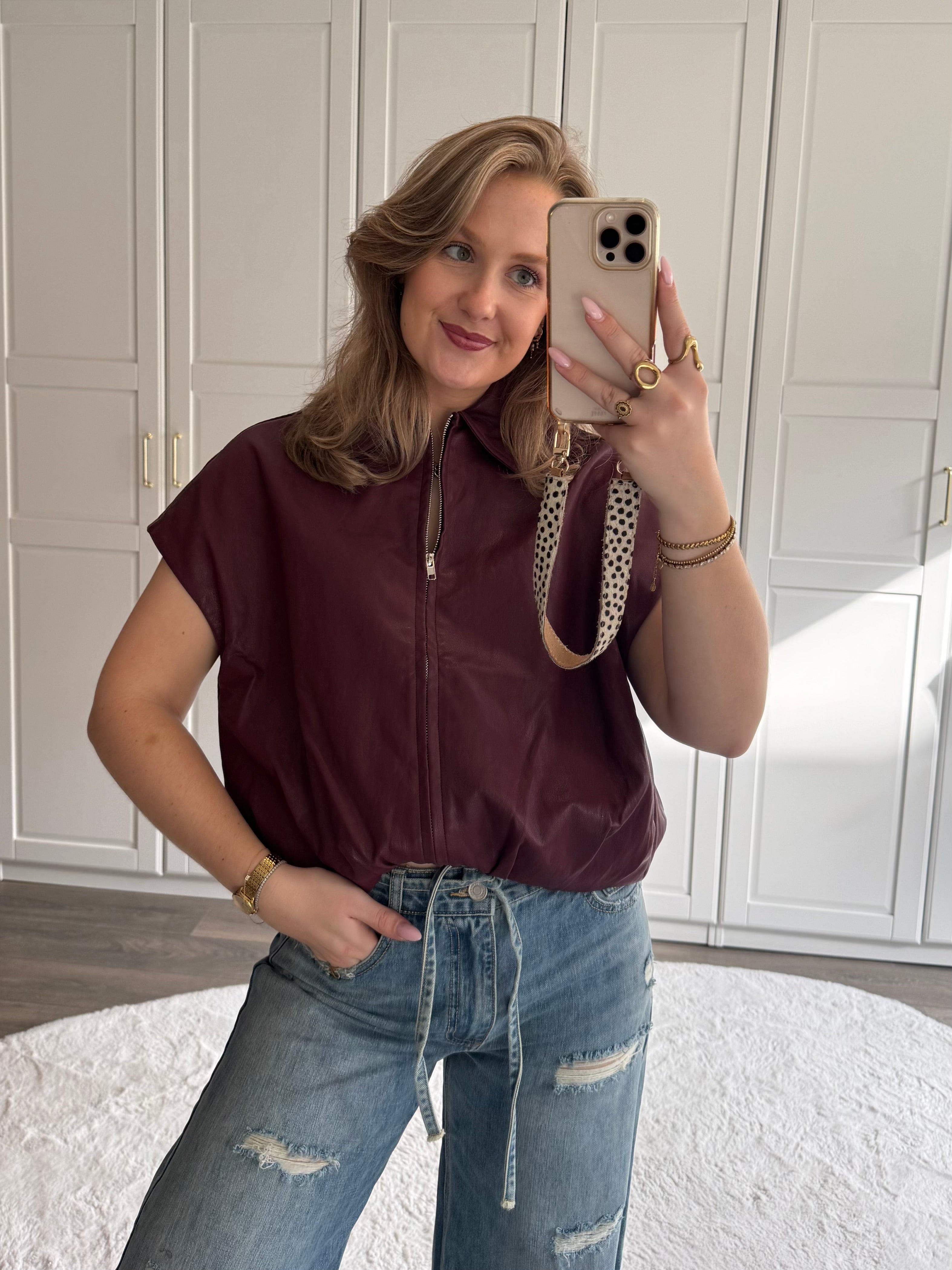 Gilet Alies Leather | Bordeaux